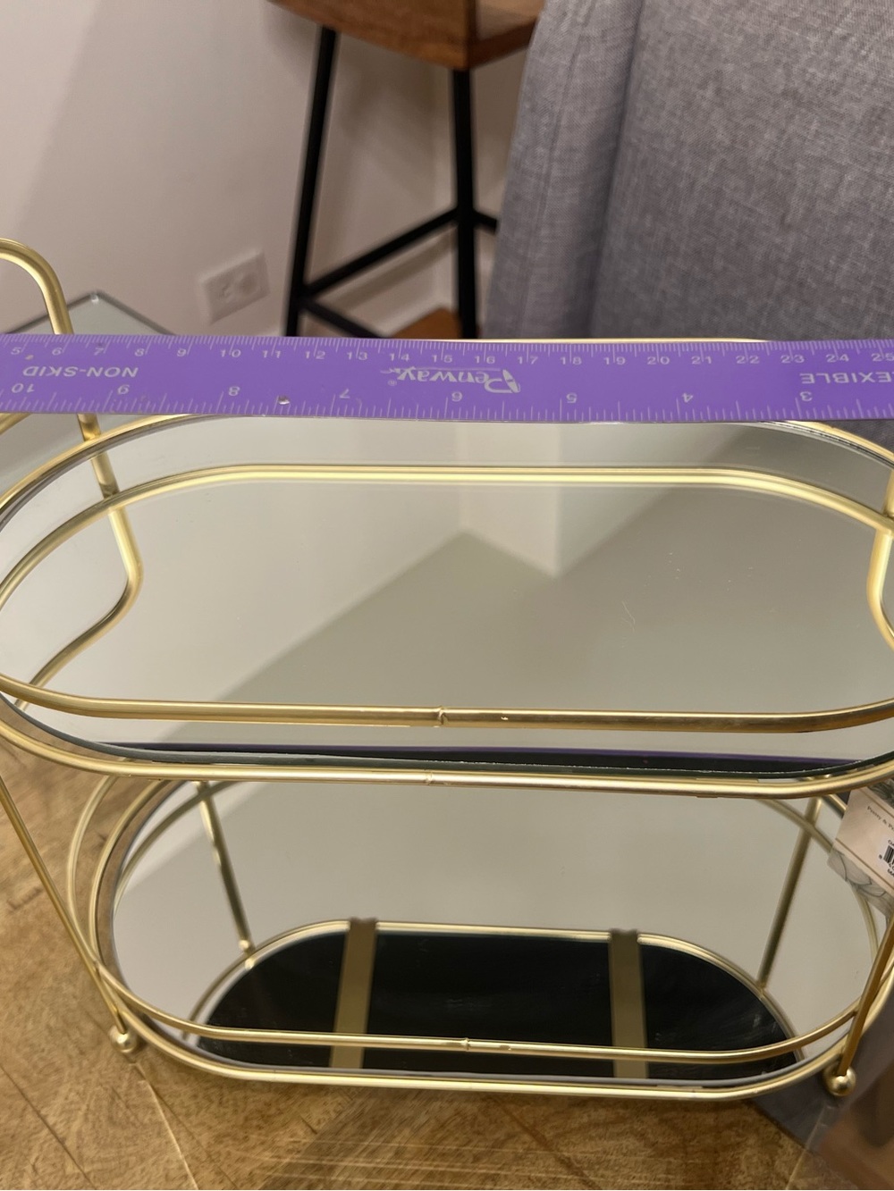 Gold Two-Tier vanity Mirrored Bathroom Organizer tray - Picture 4 of 6